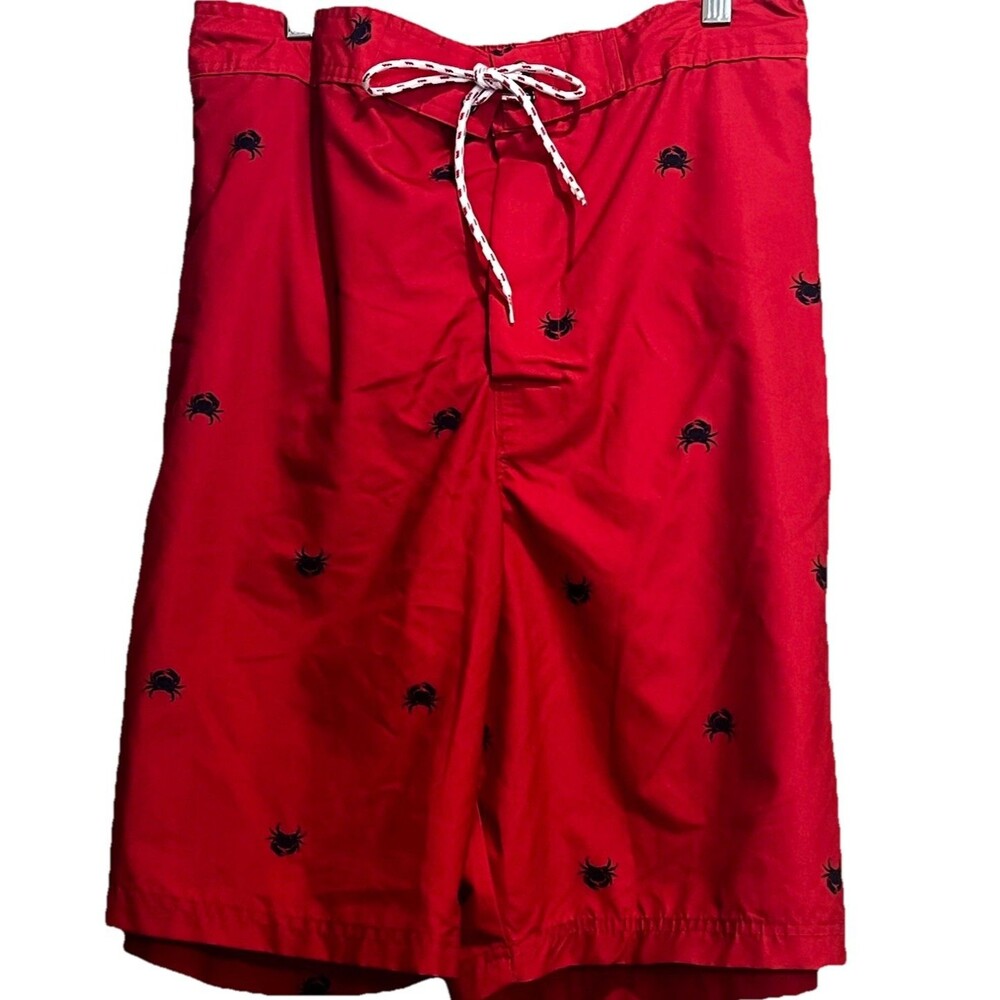 Foundry Men’s Swim Trunks 3XL Mesh Lining Red With Black Crab Pattern Drawstring